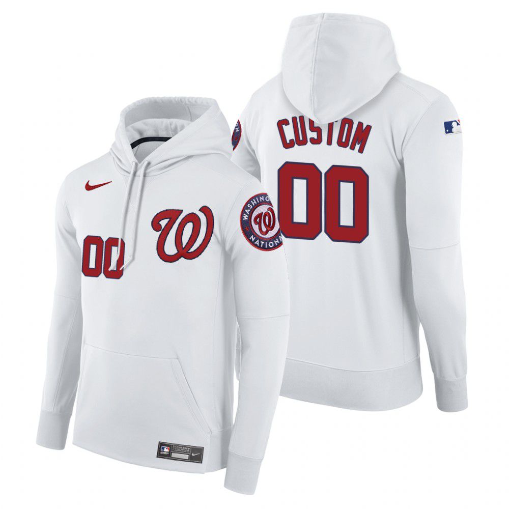 Men Washington Nationals #00 Custom white home hoodie 2021 MLB Nike Jerseys
